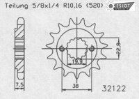 ESJOT Antriebsritzel "32122" 520, Stahl 14...