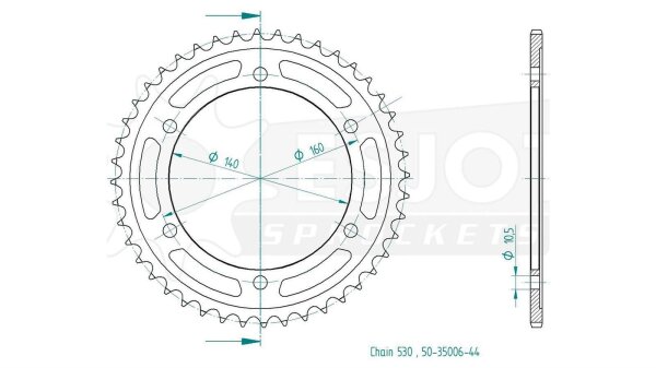 ESJOT Kettenrad "35006" 530, Stahl 44 Zähne