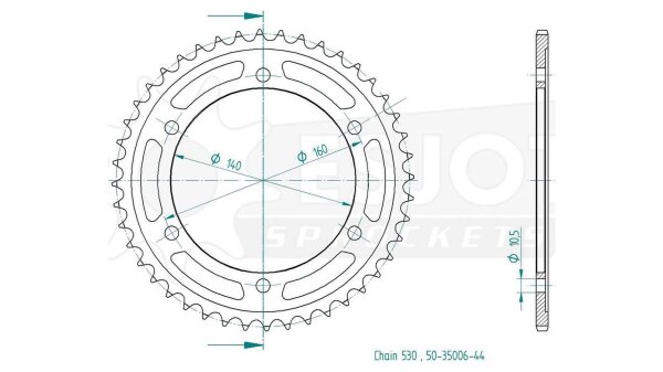 ESJOT Kettenrad "35006" 530, Stahl 49 Zähne