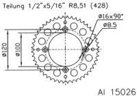 ESJOT Kettenrad "15026" 428, Aluminium 47...