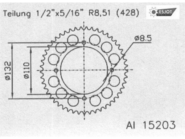 ESJOT Kettenrad "15203" 428, Aluminium 49 Zähne