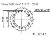 ESJOT Kettenrad "32043" 520, Aluminium 42...