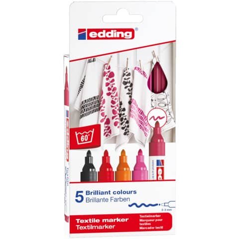 EDDING Textilmarker warm colours 4500 2-3mm 5er Pack