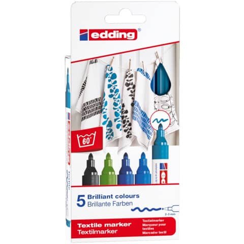 EDDING Textilmarker cool colours 4500 2-3mm 5er Pack