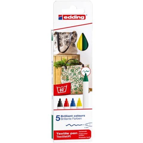 EDDING Textilstift basic colours 4600 1mm 5er Pack