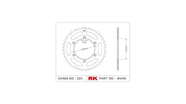 RK Kettenrad "4008" 520, Stahl, silber 44 Zähne