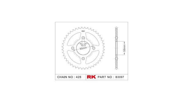 RK Kettenrad "3097" 428, Stahl, silber 44 Zähne