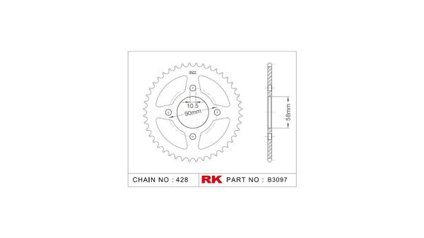 RK Kettenrad "3097" 428, Stahl, silber 45 Zähne