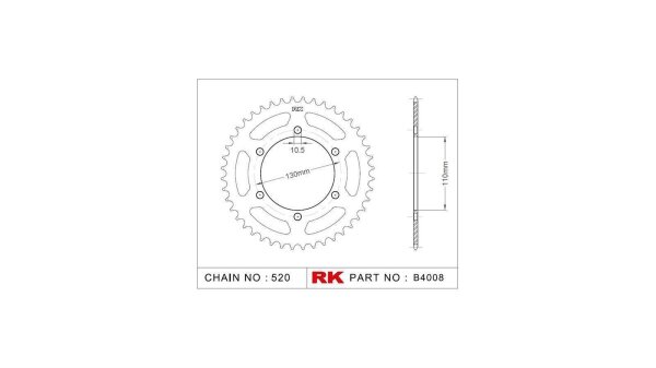 RK Kettenrad "4008" 520, Stahl, silber 38 Zähne