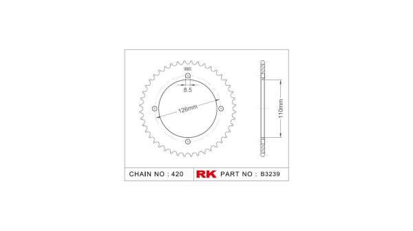 RK Kettenrad "3239" 428, Stahl, silber 47 Zähne