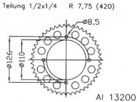 ESJOT Kettenrad "13200" 420, Aluminium,  47...