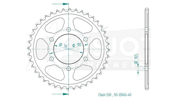 ESJOT Kettenrad "35043" 530, Stahl, schw 43 Zähne