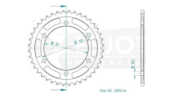 ESJOT Kettenrad "35050" 530, Stahl, schw 40 Zähne