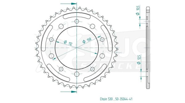 ESJOT Kettenrad "35044" 530, Stahl 41 Zähne