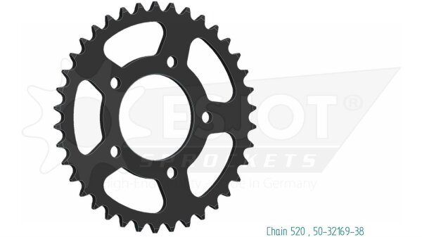 ESJOT Kettenrad "32169" 520, Stahl, schw 38 Zähne