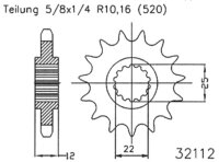 ESJOT Antriebsritzel "32112" 520, Stahl 13...