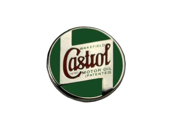 CASTROL Anstecknadel "Classic" Gravierte Ansteckna rund, Ø 17 mm