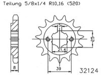 ESJOT Antriebsritzel "32124" 520, Stahl 14...