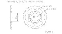 ESJOT Kettenrad "15019" 428, Stahl, schw 49...