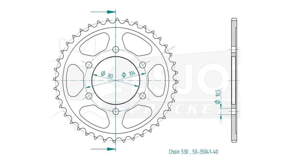 ESJOT Kettenrad "35041" 530, Stahl 40 Zähne