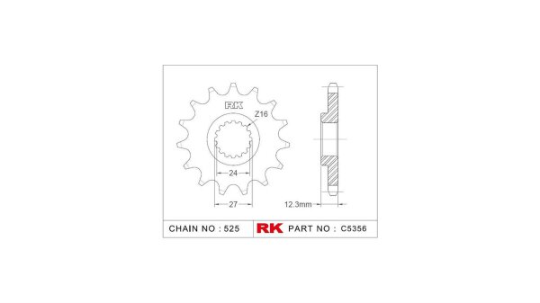 RK Antriebsritzel "C5356" 525, Stahl 16 Zähne