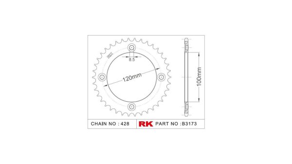 RK Kettenrad "3173" 428, Stahl, silber 50 Zähne