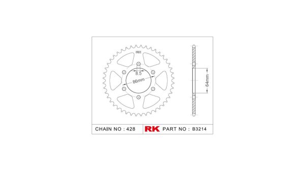 RK Kettenrad "3215" 428, Stahl 52 Zähne