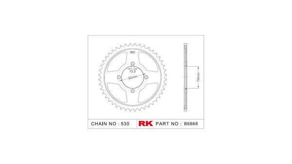 RK Kettenrad "6868" 530, Stahl, silber 39 Zähne