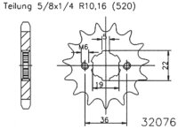 ESJOT Antriebsritzel "32076" 520, Stahl 13...