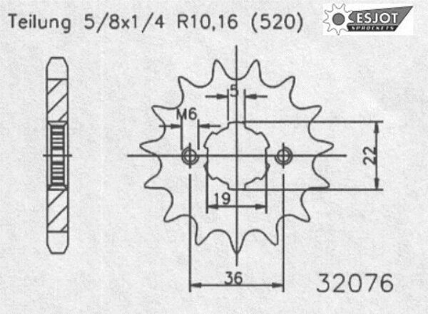 ESJOT Antriebsritzel "32076" 520, Stahl 15 Zähne