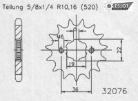 ESJOT Antriebsritzel "32076" 520, Stahl 15...