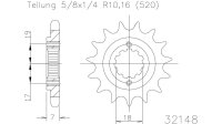 ESJOT Antriebsritzel "32148" 520, Stahl 13...