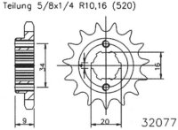 ESJOT Antriebsritzel "32077" 520, Stahl 13...