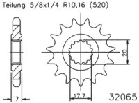 ESJOT Antriebsritzel "32065" 520, Stahl 13...