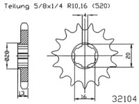 ESJOT Antriebsritzel "32104" 520, Stahl 13...