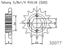 ESJOT Antriebsritzel "32077" 520, Stahl 14...