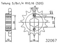 ESJOT Antriebsritzel "32067" 520, Stahl 12...