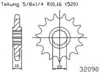 ESJOT Antriebsritzel "32090" 520, Stahl 13...