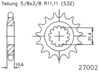 ESJOT Antriebsritzel "27002" 532, Stahl 17...