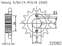 ESJOT Antriebsritzel "32080" 520, Stahl 14...