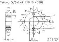 ESJOT Antriebsritzel "32132" 520, Stahl 14...