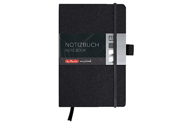 HERLITZ Notizbuch my.book Classic A5 96 Blatt blanko schwarz