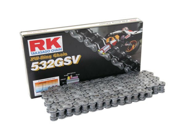 RK Kette "532GSV" 5/8 x 3/8, XW-Ring Ket 116 Glieder, Hohlnietschloss