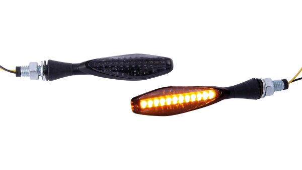 SPEC-X LED-Blinker "Nodue" Schlanker Lau schwarz, kurzarm 20 mm