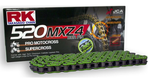 RK Kette "520MXZ4" 5/8 x 1/4, MX-Racing  118 Glieder, grün