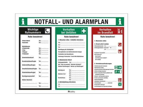 MARAHRENS Sicherheitsaushang "Notfall- und Alarmplan", 700 x