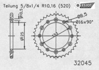 ESJOT Kettenrad "32045" 520, Aluminium 53...