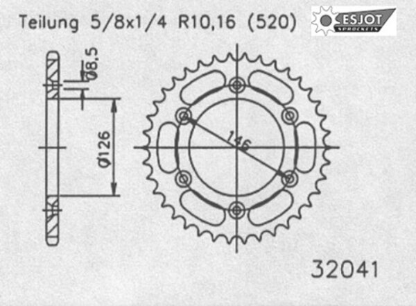 ESJOT Kettenrad "32041" 520, Aluminium 51 Zähne