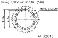 ESJOT Kettenrad "32043" 520, Aluminium 52...