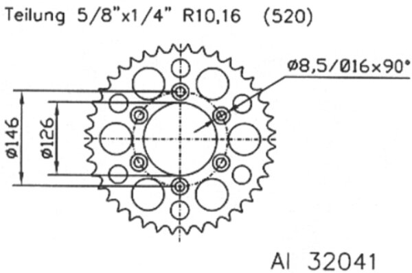 ESJOT Kettenrad "32041" 520, Aluminium 48 Zähne